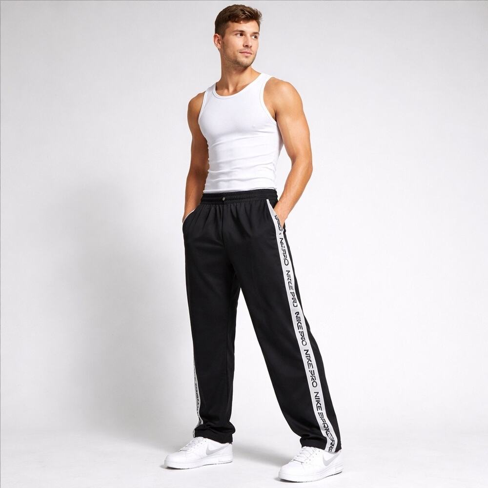 Nike Pro Breakaway Basketball Pants Mens Small Black Snap Side Gym Warm Up Y2K